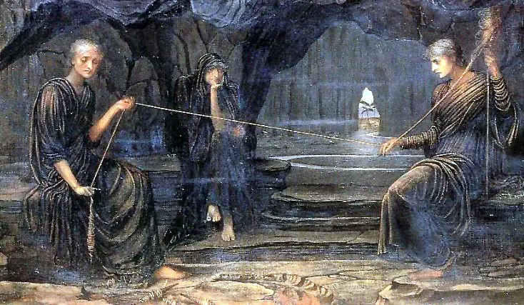 A golden thread ,  by John Melhuish Strudwick, Public domain, via Wikimedia Commons